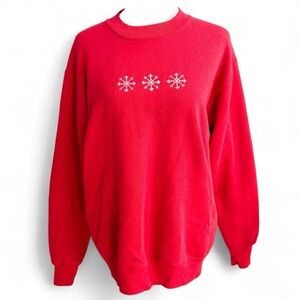 Jerzees Red Snowflake Women's Sweater
